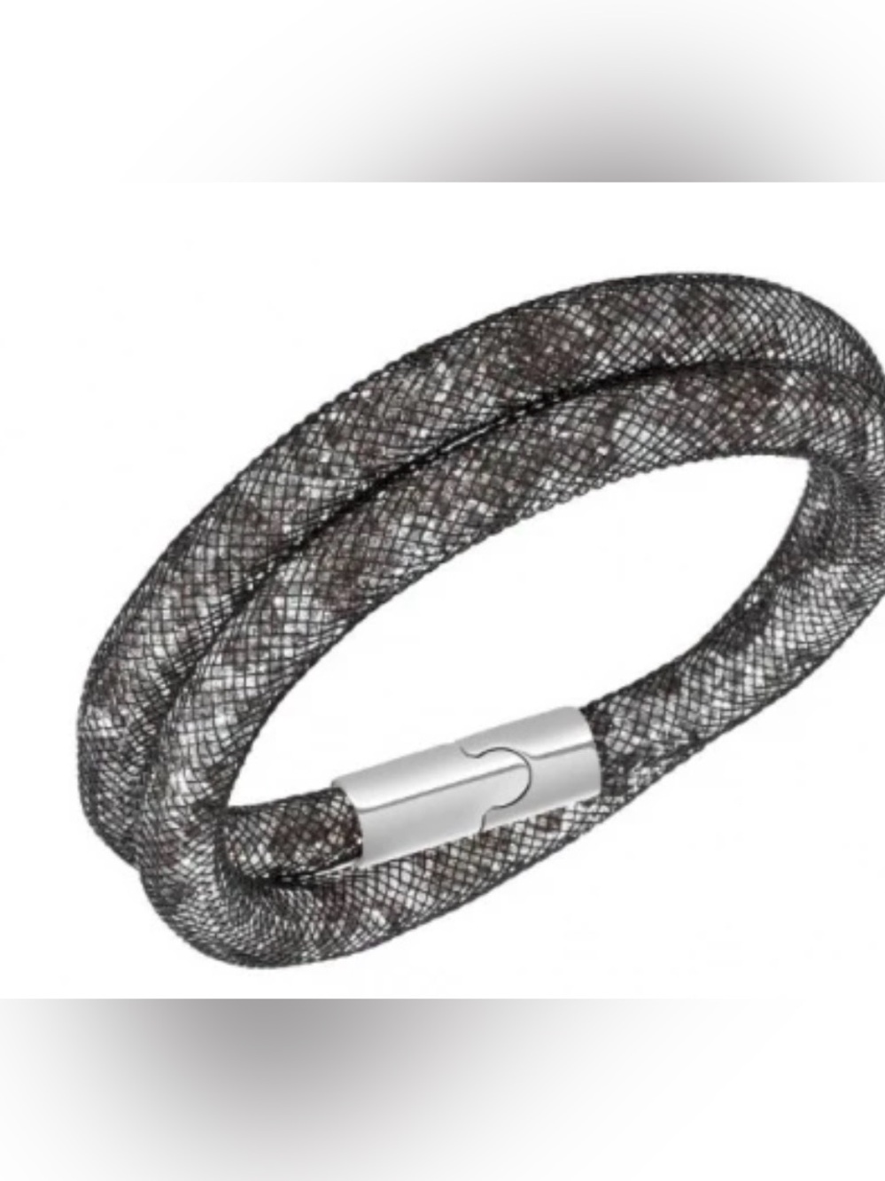 Swarovski Glitter Tube Double Strand Bracelet in Black and Silver